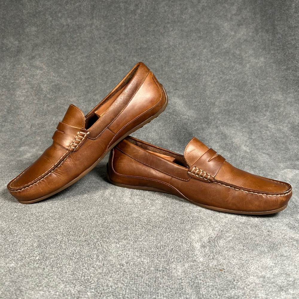 Florsheim Driver Penny Loafer Mens Cognac Brown Leather Shoes Size 9.5M - Picture 8 of 11